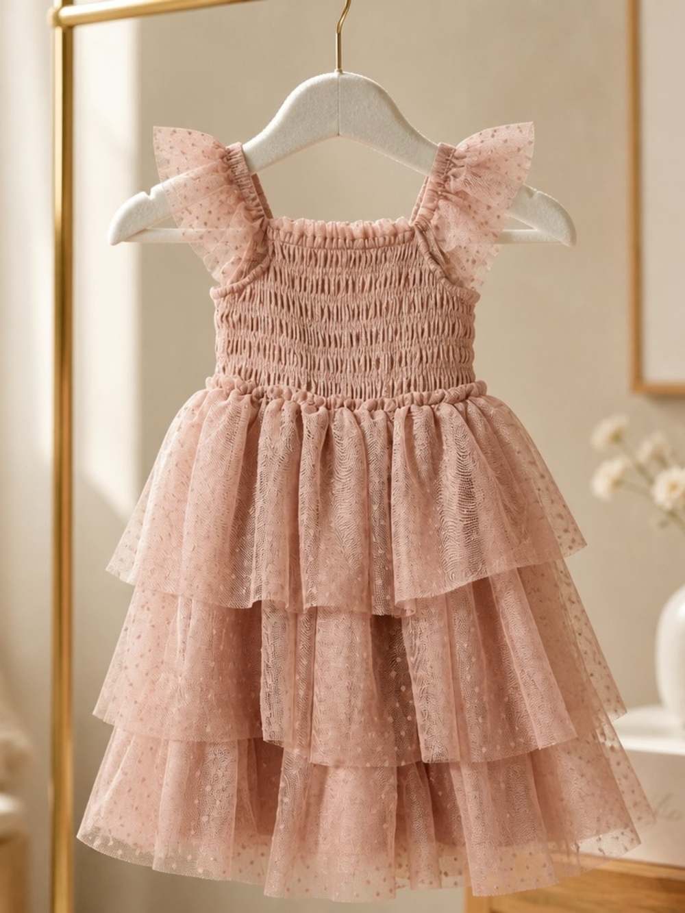 Kensie Girl Dusty Rose Layered Tulle Party Dress